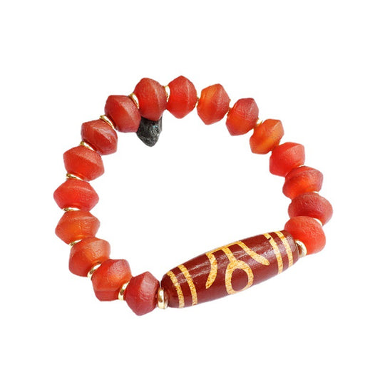 Red Agate and Sterling Silver Heavenly Bead Bracelet