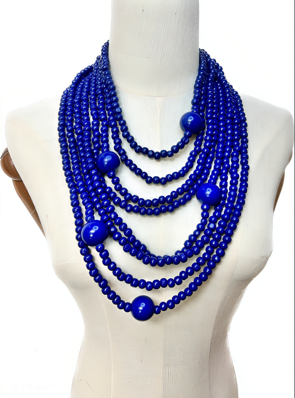 North American Inspired Multi-layer Wooden Bead Necklace with Exaggerated Cross-border Jewelry Elements