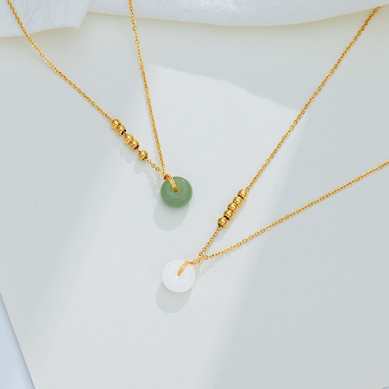 Fortune's Favor Jade Bead Necklace with Safety Buckle