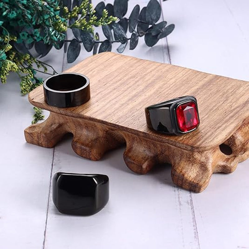 Planderful Tri Ring Titanium Steel Ring Red Zircon For Men