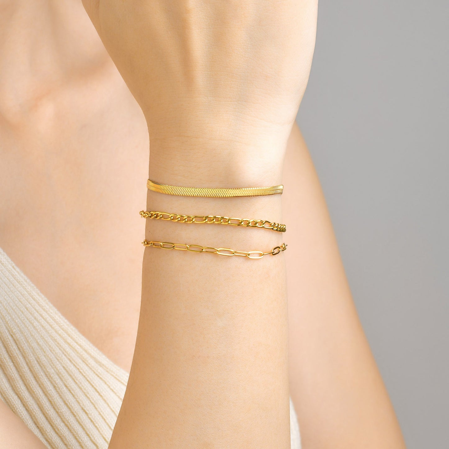 Three-Piece Stacked Bracelet 18 Gold INS Style Women's Fashion