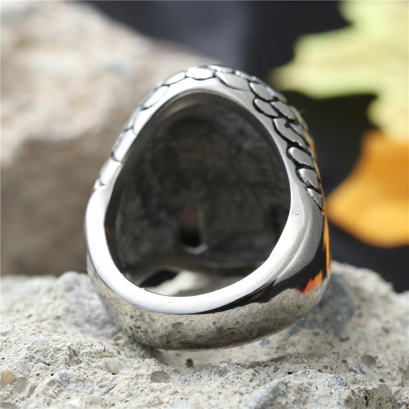 Multi-Color Titanium Steel Skull Ring for Men - Retro Hipster Punk Style