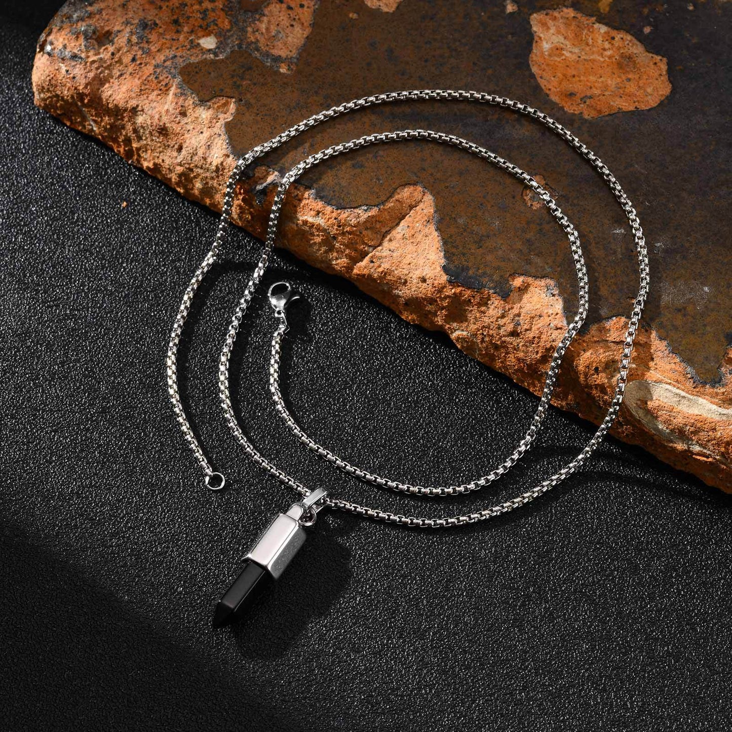 Planderful Stainless Steel Tiger Eye Agate Pendant For Men