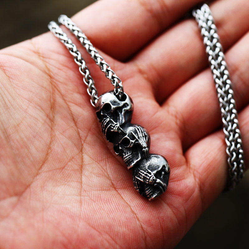 Titanium Steel Black Skull Pendant for Men - Cross-Border Stainless Steel Accessory