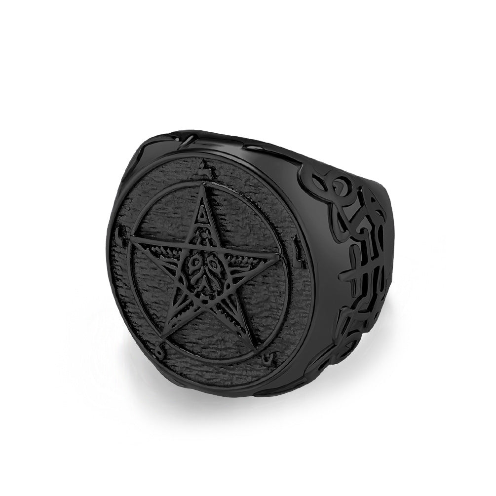 Steel Ring – Vintage Men's Pentagram