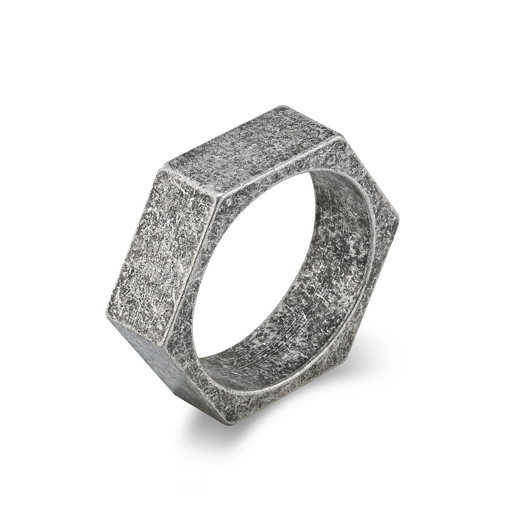 Cold And Gender-Free Titanium Steel Hexagonal Smooth Ring