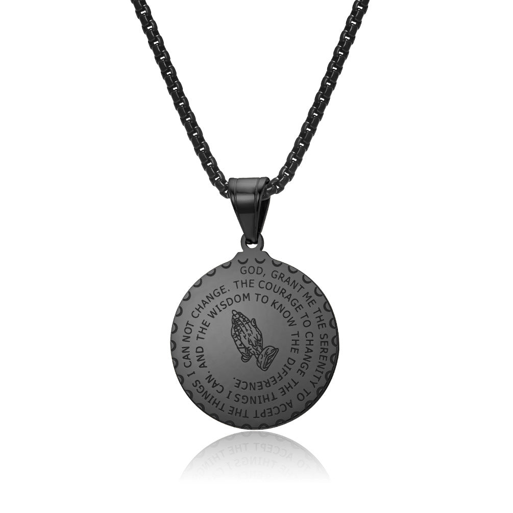 Steel Necklace - Statement Prayer Hand