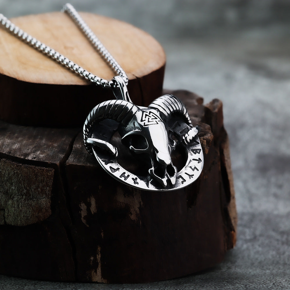 European And American Style Fashion Sheep Head Viking Pendant