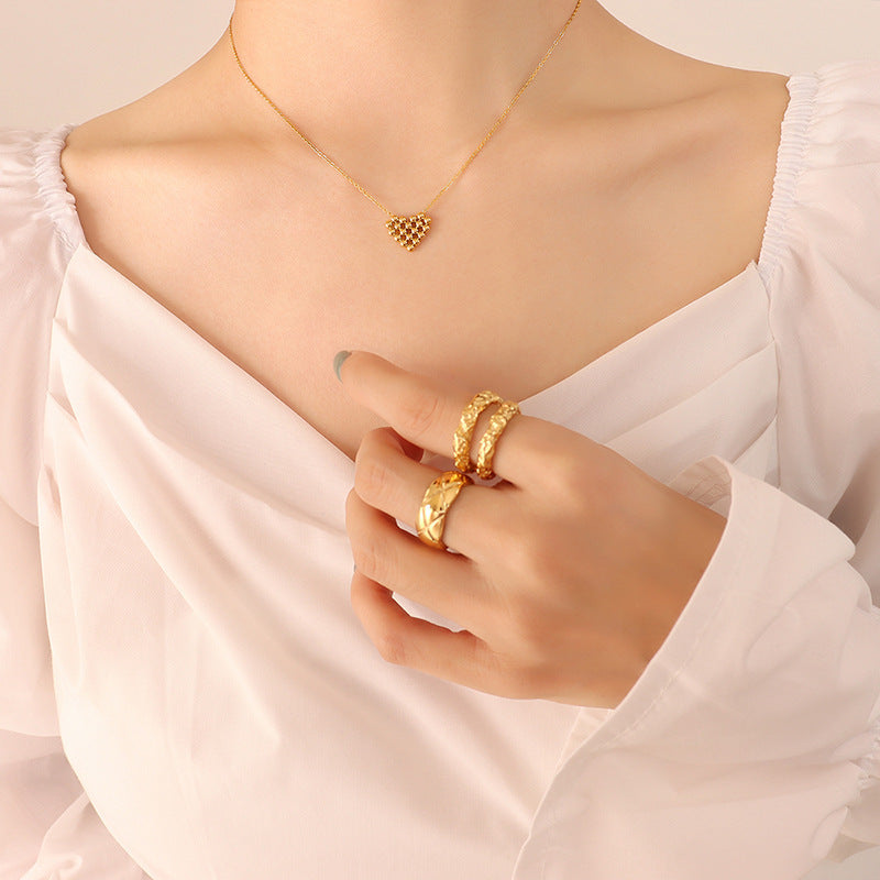 Radiant Peach Heart Titanium Steel Necklace - Wholesale Jewelry from Planderful Collection