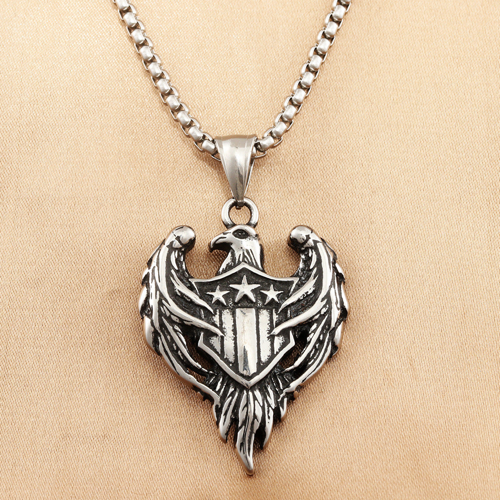 European And American Stainless Steel Eagle Pendant Necklace