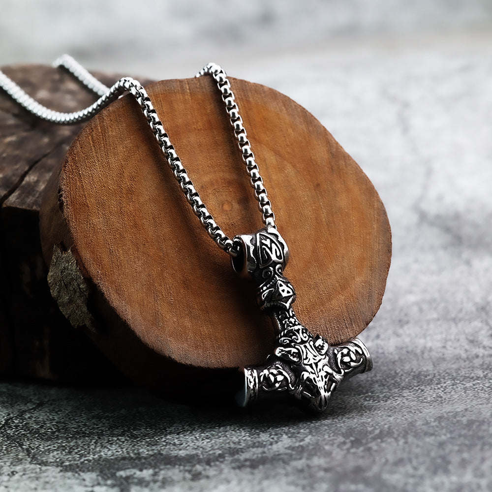 Vintage Men's Pendant Viking Quake Necklace Stainless Steel