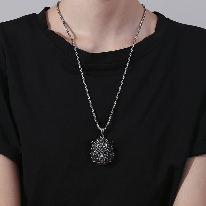 Steel Necklace – Vintage Hip-Hop Lion Dance Inspired Everyday Urban Accessory For Men