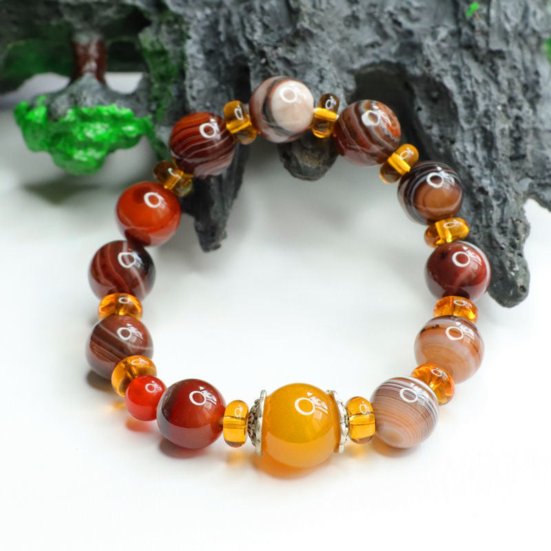 Pretty Color Chalcedony Bracelet With Natural Agate
