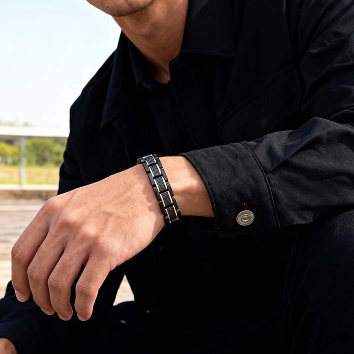 Black Stainless Steel Bracelet for Men