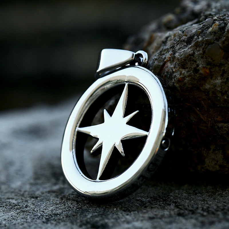 Titanium Steel Retro Compass Pendant for Men - Wholesale Personalized Jewelry