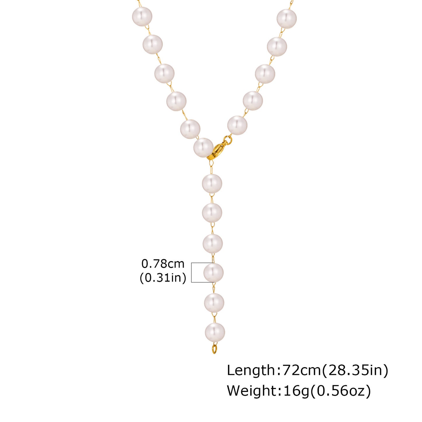 Stainless Steel -Style Minimalist Design – Layered Daily – Pearl-Like Y-Shaped Necklace