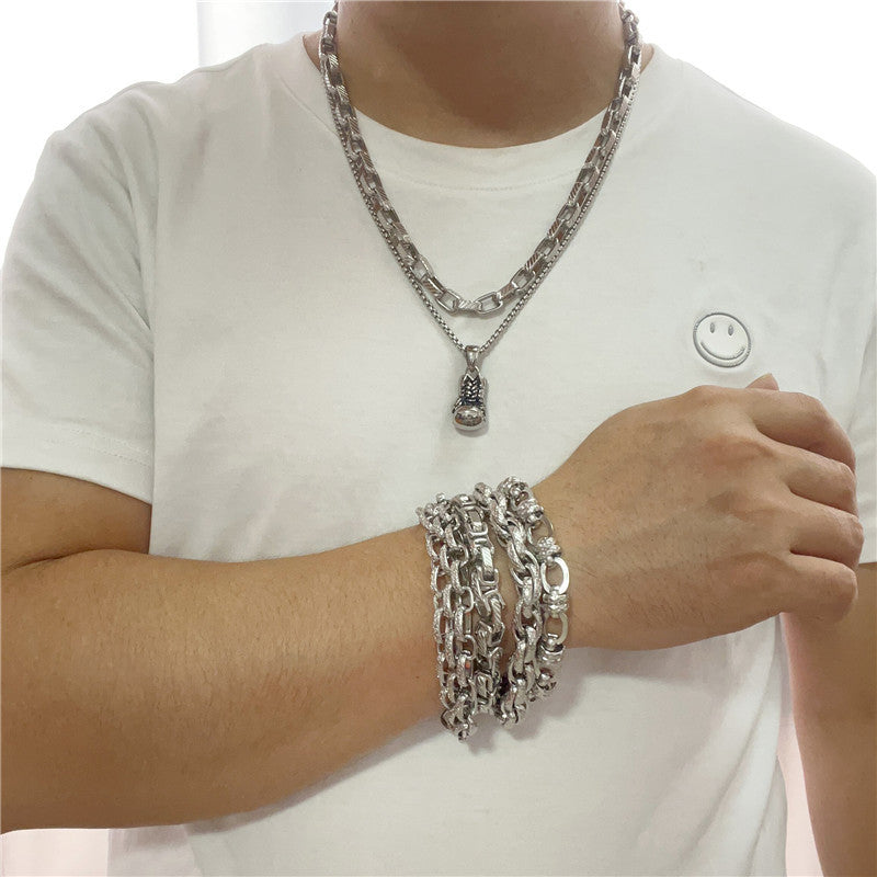 Personalized Retro Titanium Steel Boxing Gloves Pendant Necklace for Men