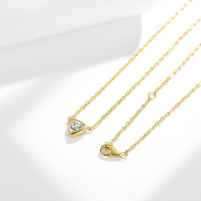 Ins Style Niche Design Triangular Pendant Moissanite S925 Silver Women