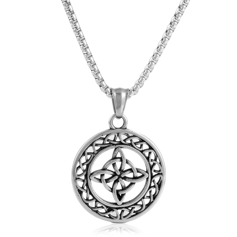 European And American Stainless Steel Hollow Cross Knot Pendant