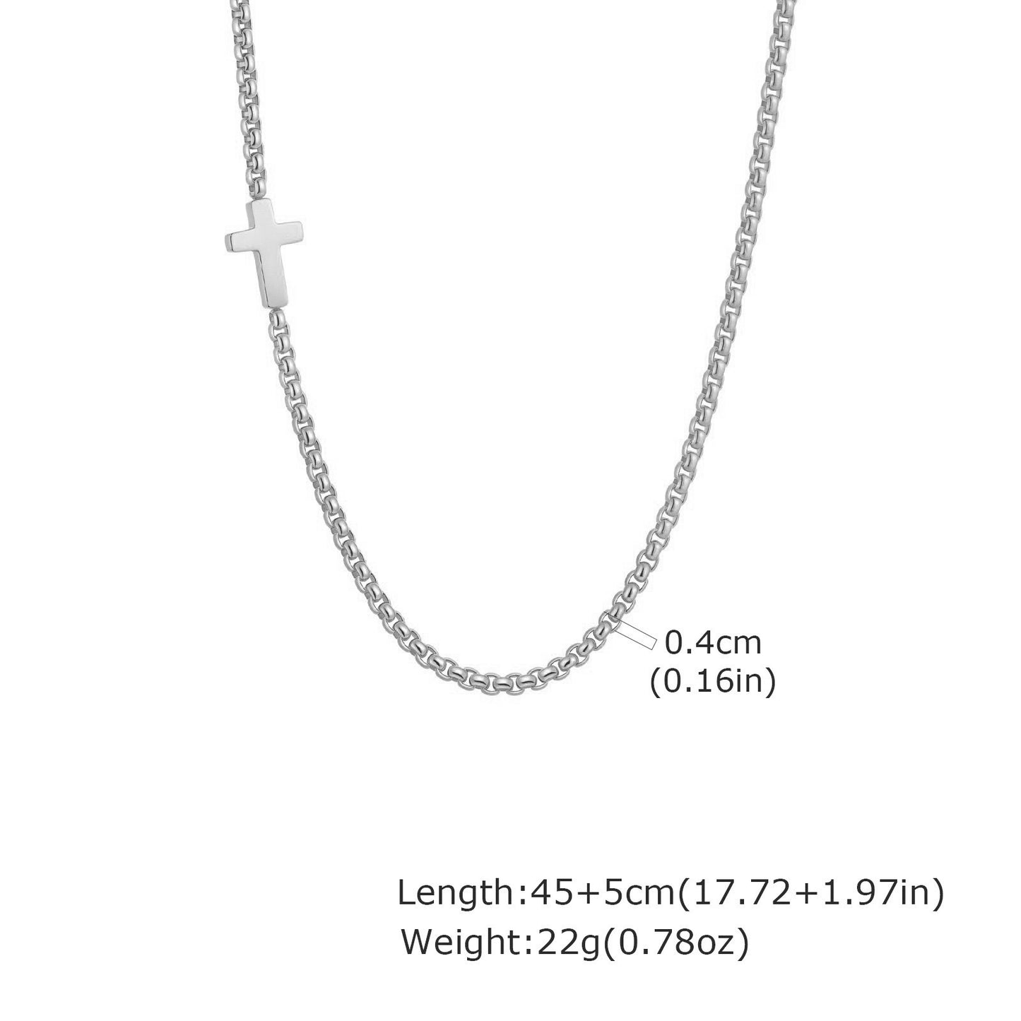 Planderful Mens Cross Necklace Stainless Steel Square Chain