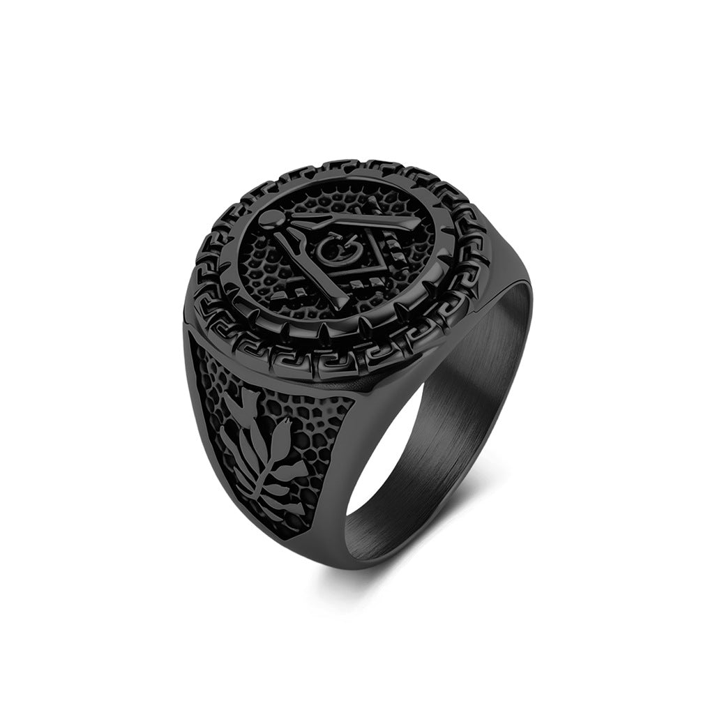 Stainless Steel Men's Ring – Compasses – Angle Rulers
