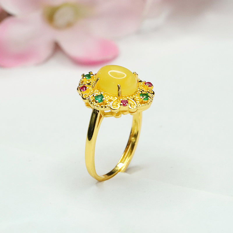 Amber Honey Wax Ring in Palace Style Jewelry Collection