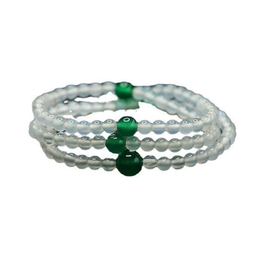 Round Green Agate and White Chalcedony Sterling Silver Necklace and Bracelet Set from Fortune's Favor Collection
