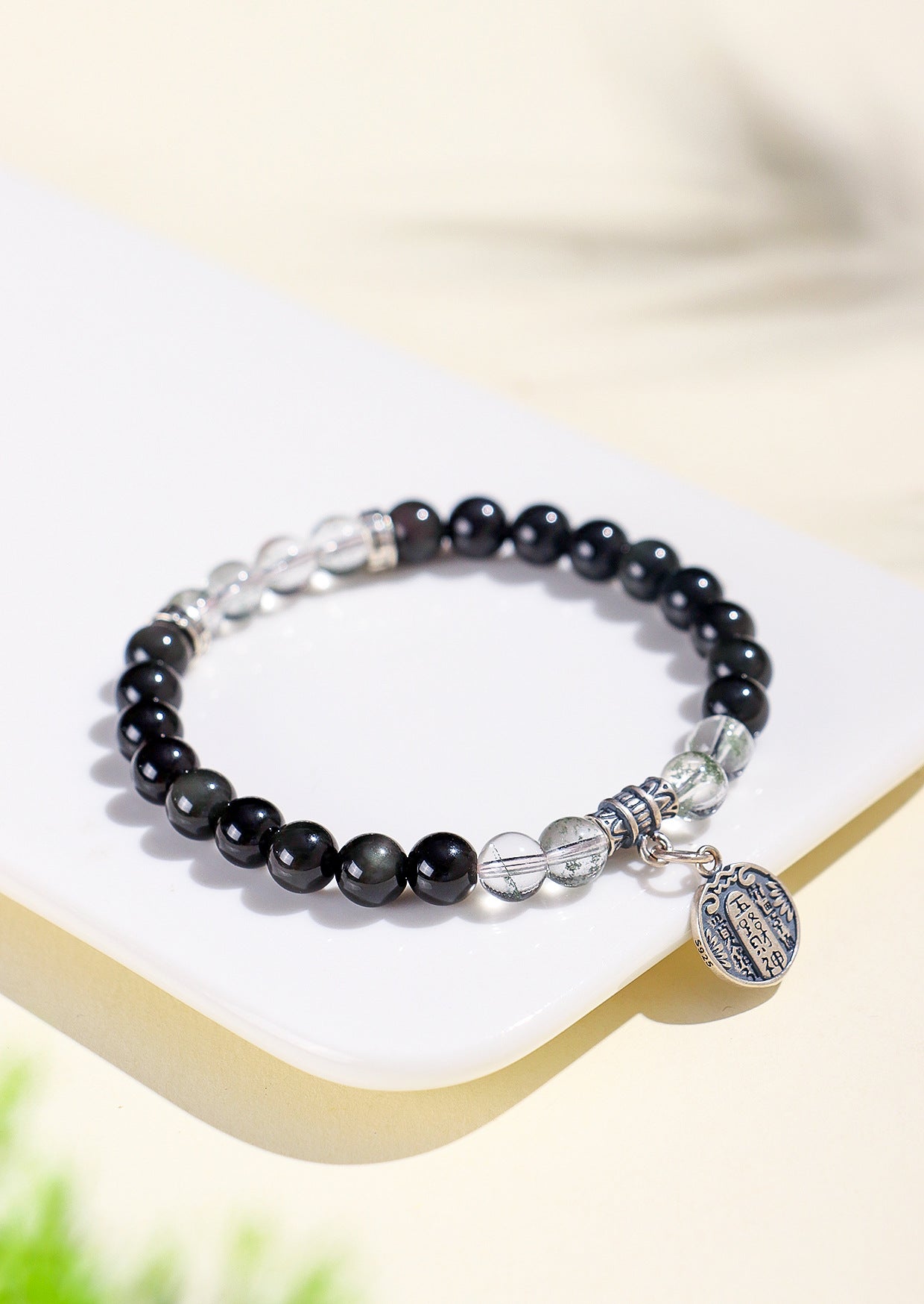 Planderful Fortune's Favor Bracelet – Versatile Obsidian and Green Ghost Crystal Design