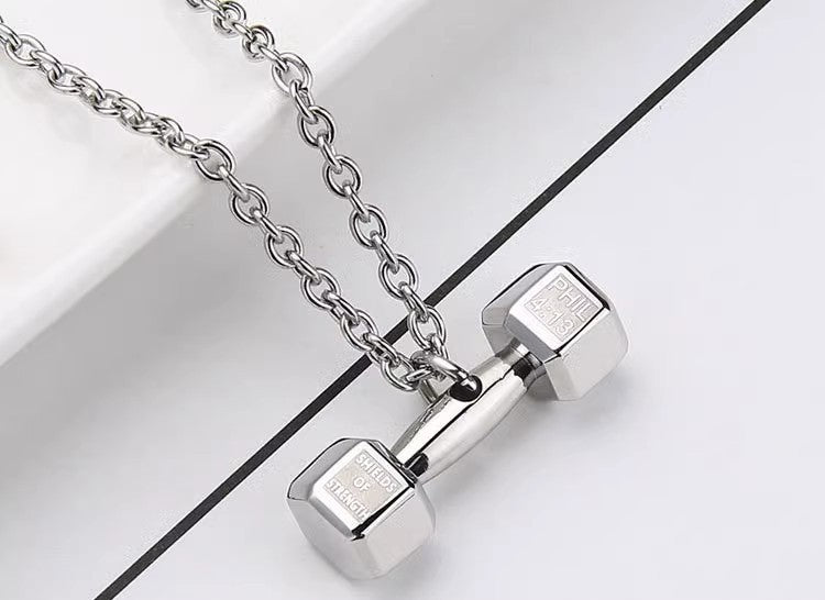 Planderful Jewelry Titanium Steel Dumbbell Necklace For Men High End Hip Hop Pendant
