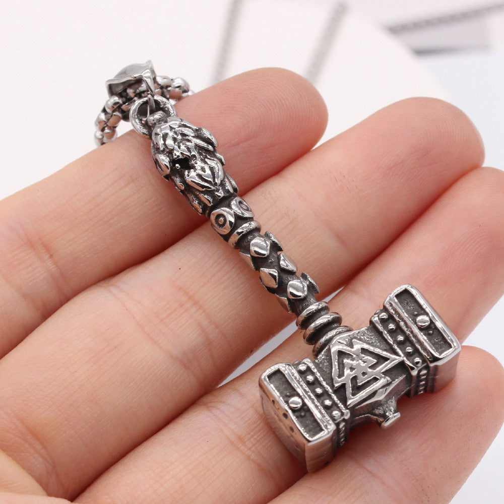 Planderful Thor's Hammer Pendant Titanium Steel Unisex Durable Protection Amulet For Men