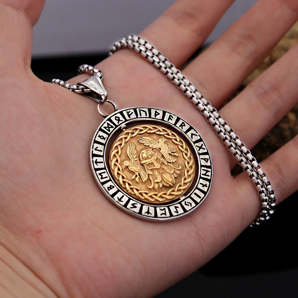 Planderful Viking Rune Letter Necklace in Titanium Steel