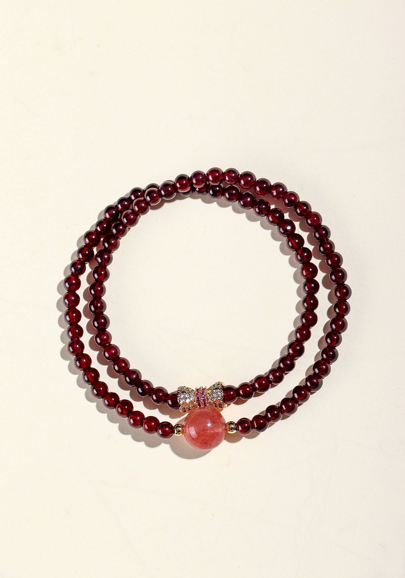 Planderful Fortune's Favor Bracelet – Elegant Double Circle Design with Natural Garnet