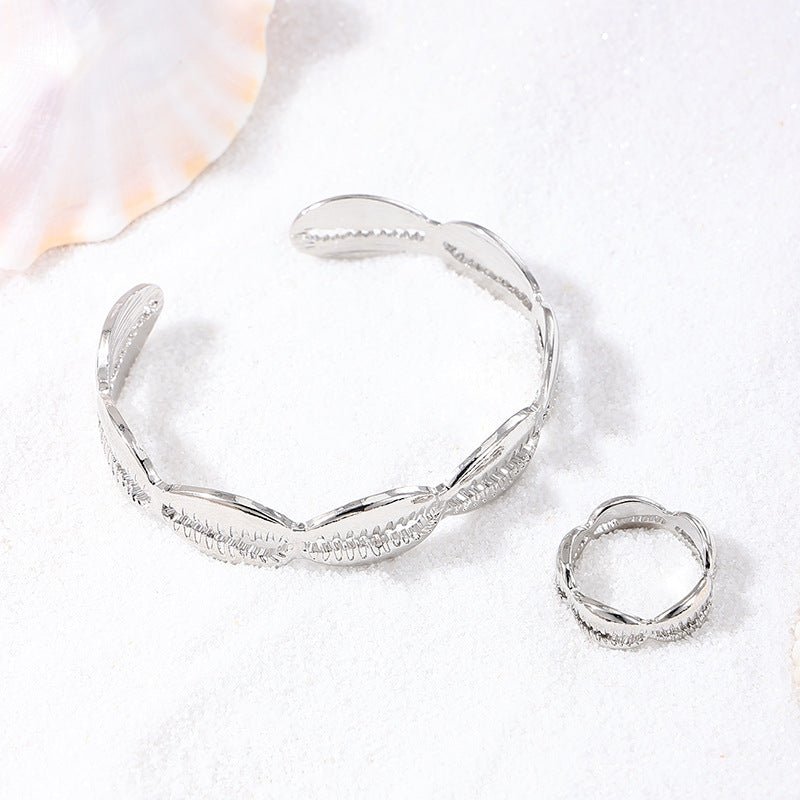 Personalized Marine Elements Bracelet and Ring Set for Women