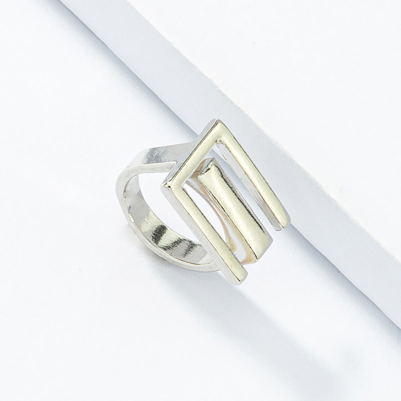 Wholesale Geometric Alloy Ring with Cross-Border Design