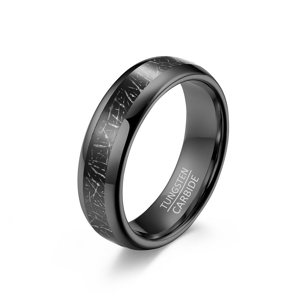 Cross-Border European American Tungsten Steel Black Silk Ring