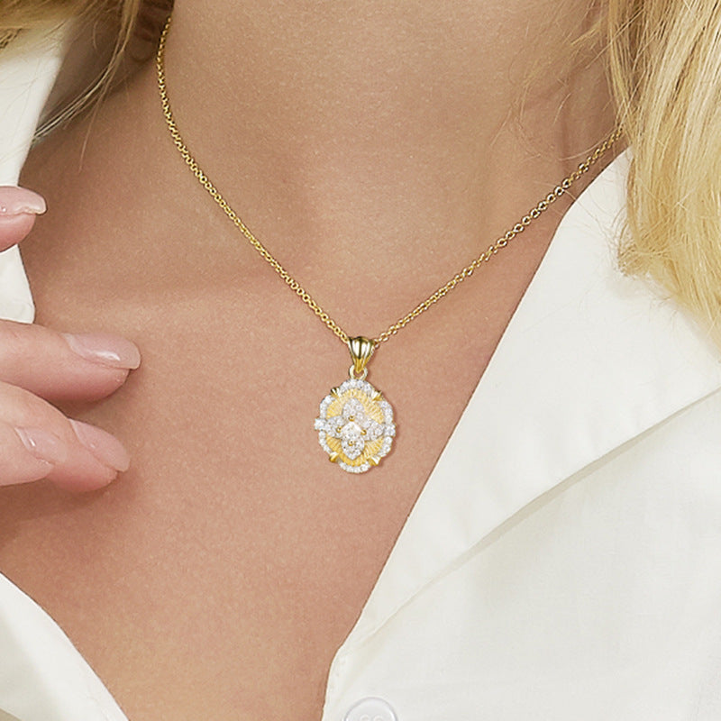 Planderful S925 Sterling Silver Necklace Light Luxury Collarbone Chain For Women Medieval Style With Zircon