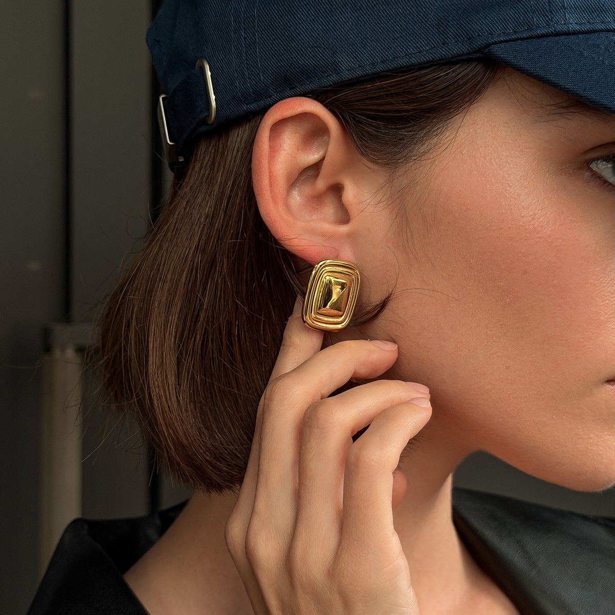 Square Stainless Steel Geometric Earrings By Planderful Vienna Verve Street Style 3D Statement Jewelry For Trendsetters
