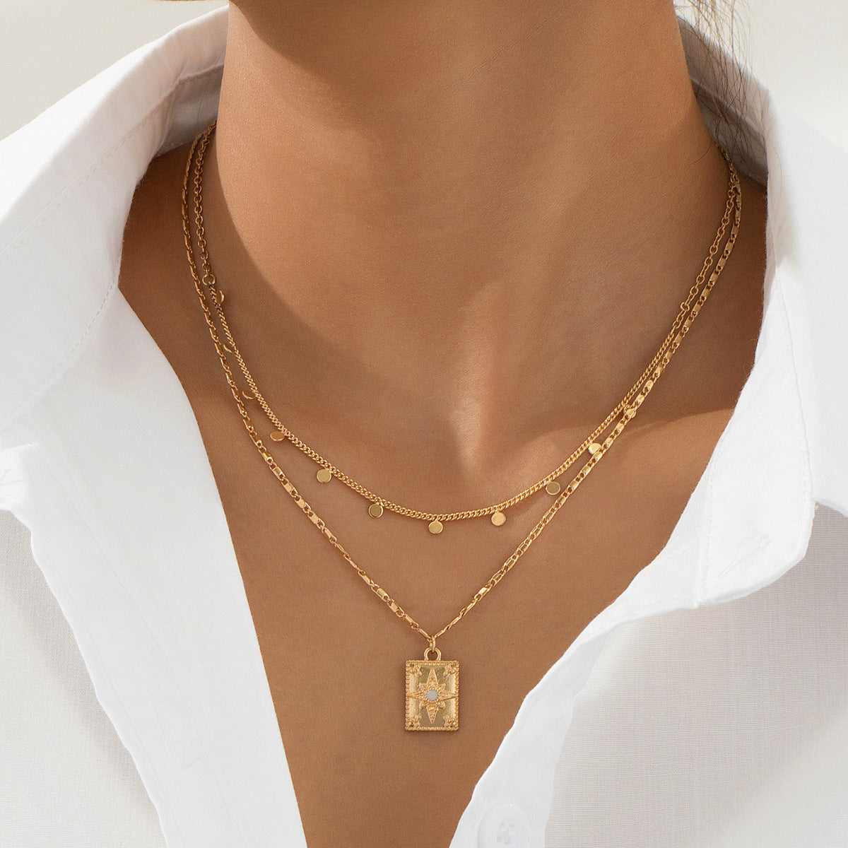 Planderful Vienna Verve Necklace – Elegant Metal Gold Stacked Chain Design