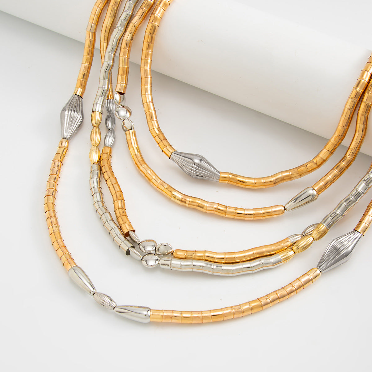 Multi-Layer Bamboo Joint Contrasting Color Splicing Necklace Spice Girl Style Collarbone Chain