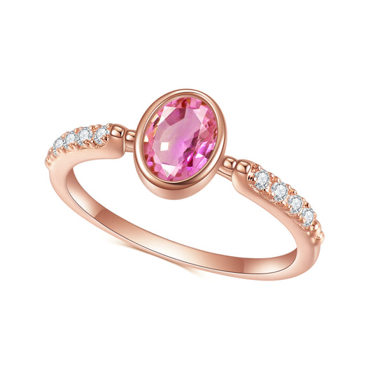 Cathedral Oval Barbie Pink Corundum Silver Ring