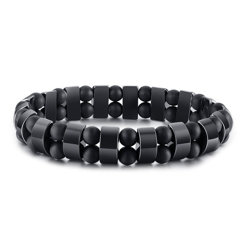Amazon Cross-Border Jewelry New Products Men's Black Gallstone Tiger's Eye Stone Beaded Bracelet