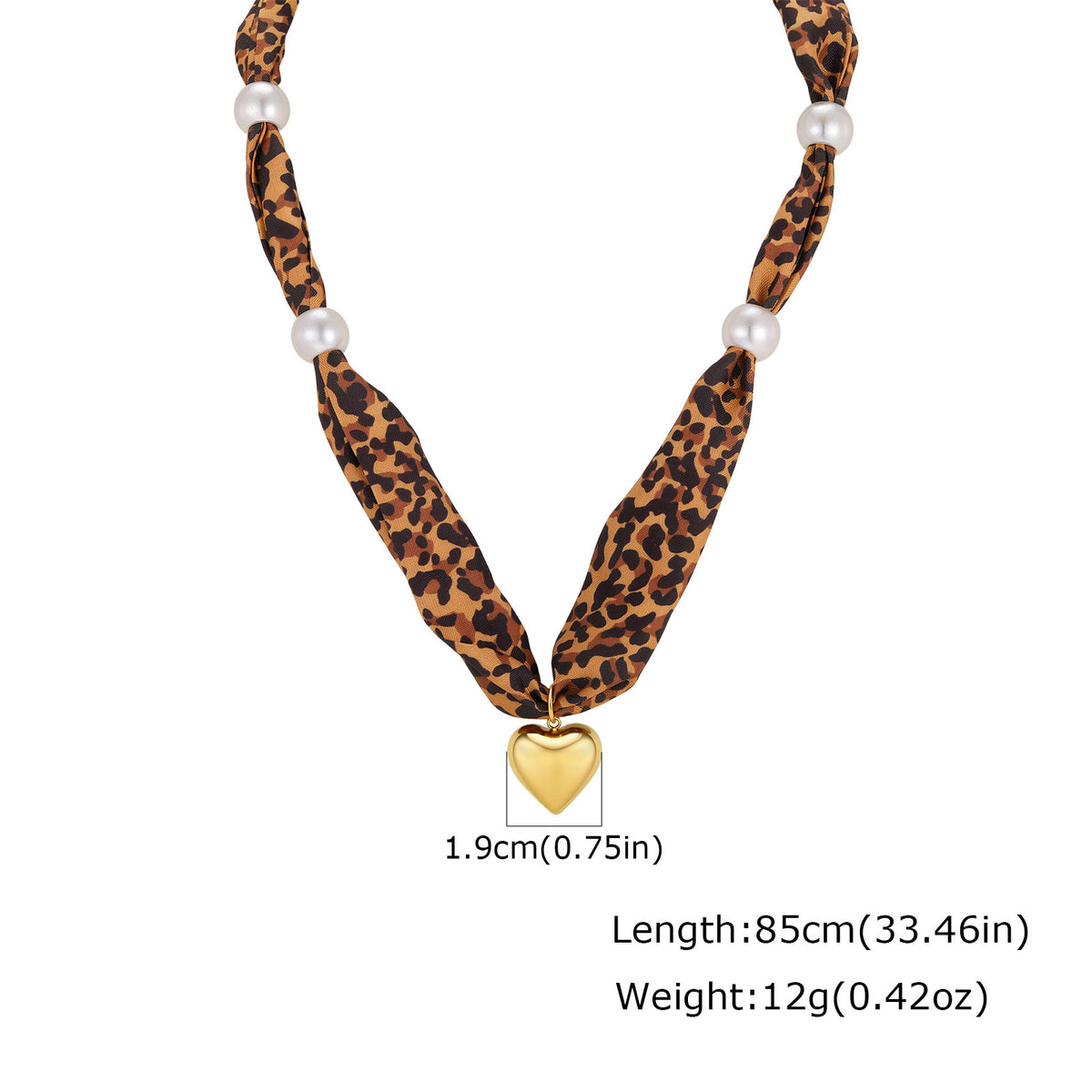 Maillard Leopard Print Silk Scarf Women's Stainless Steel Imitation Pearl Sunflower Design Necklace