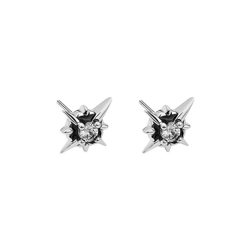 New Sterling Silver 999 Polaris Stud Earrings for Men