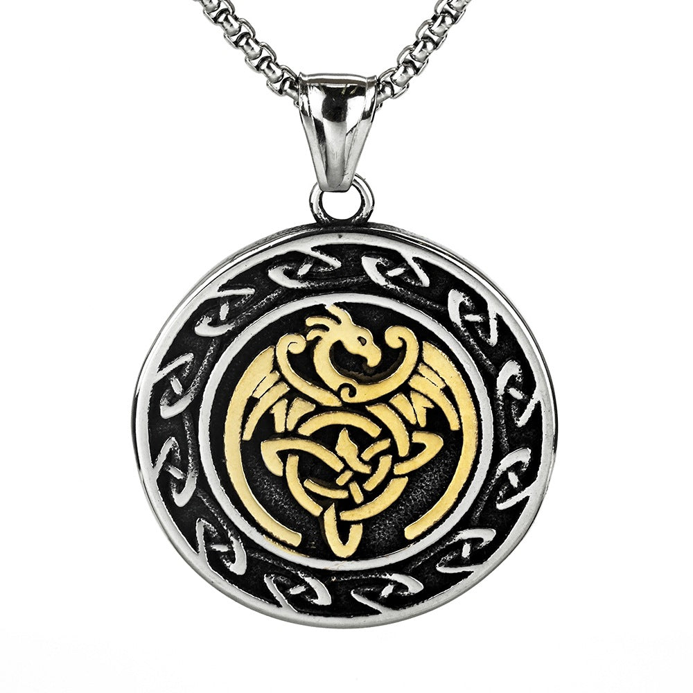 Retro Stainless Steel Men's Pendant Celtic Knot Necklace