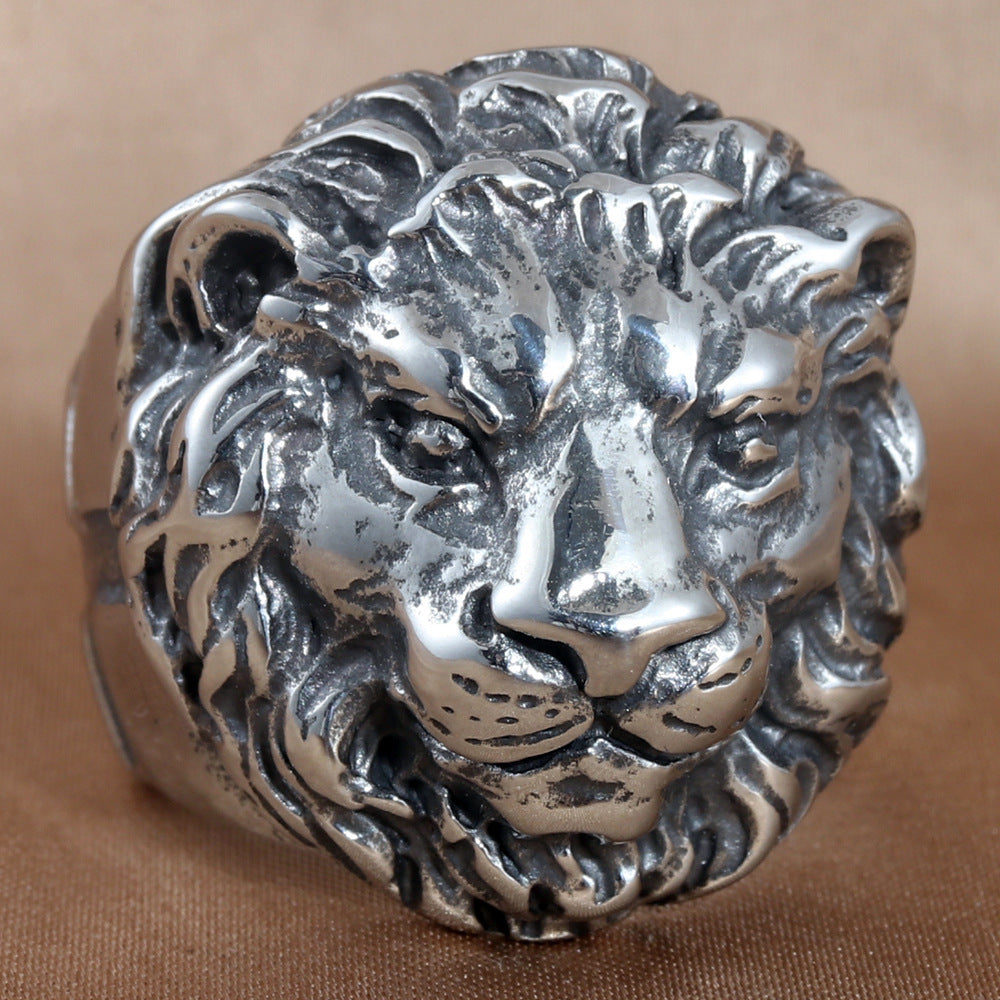 Titanium Steel Lion Ring for Men - Retro Trendy Animal Jewelry Accessory