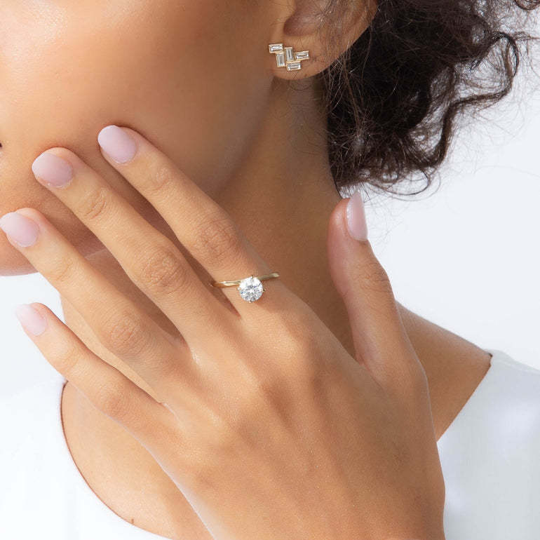 Casual Style Simple S925 Sterling Silver Ring 1.0 Carat Moissanite Ring Niche Design Advanced Sense