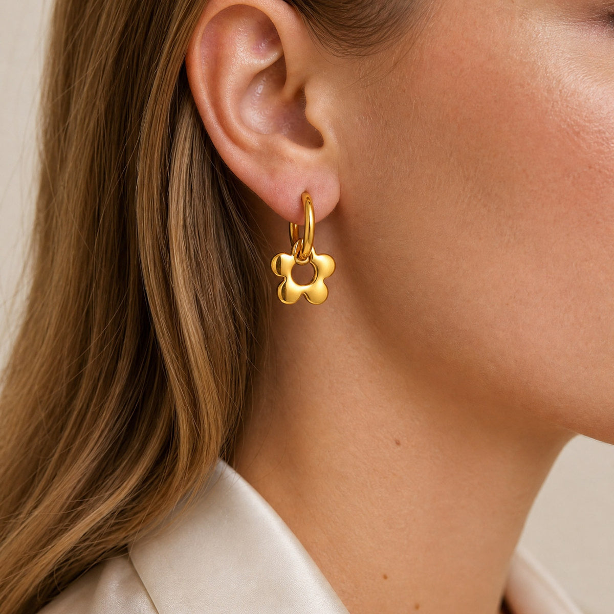 Stainless Steel Floral Earrings