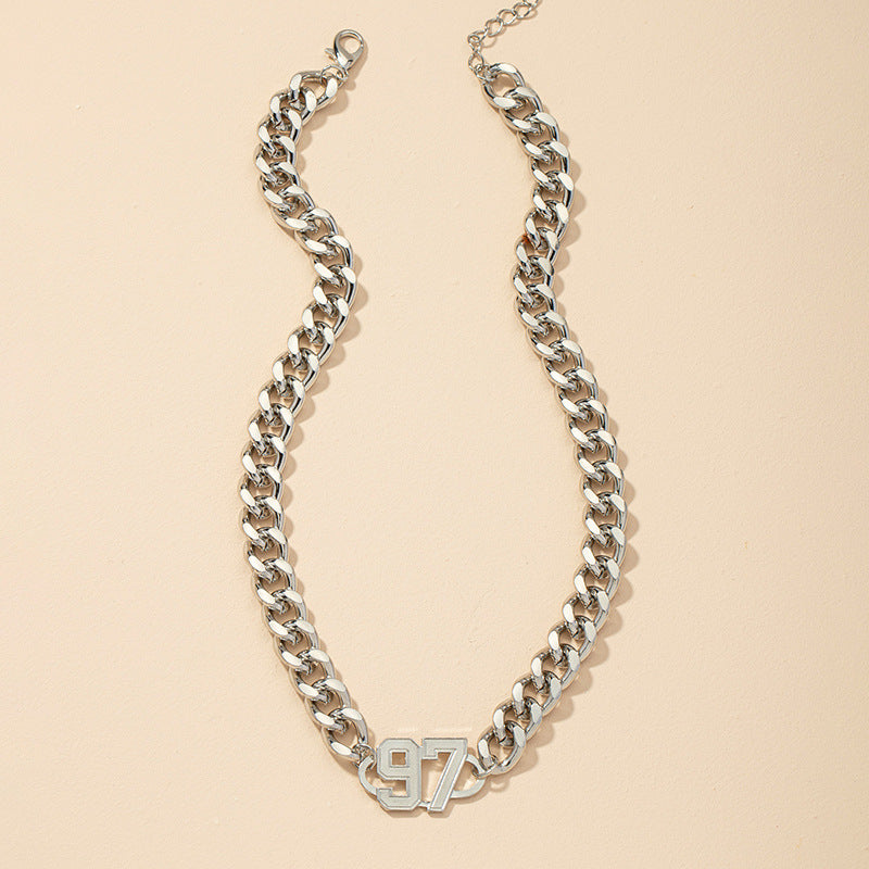 New Trendy Metal Necklace with Thick Chain - Europe & America Fashion Statement Piece