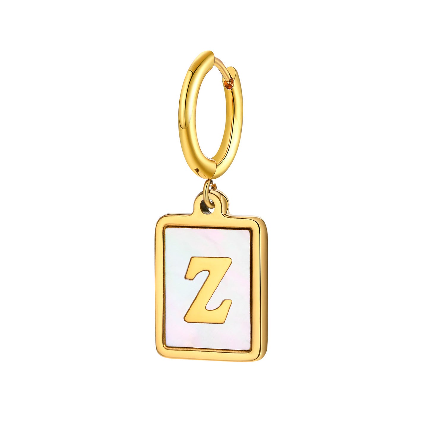 26 Letter Earrings Stainless Steel Shell Letter Earrings Gold