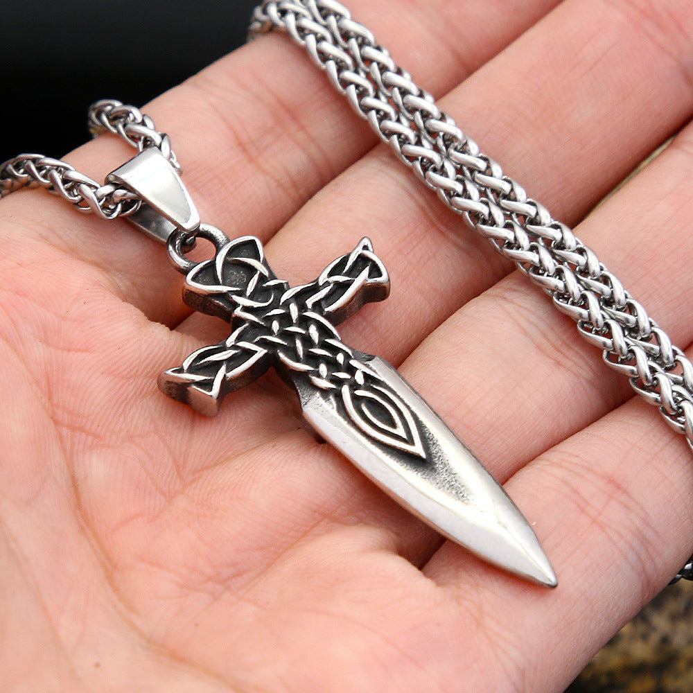 Viking Celtic Knot Sword Pendant Men's Titanium Steel Necklace